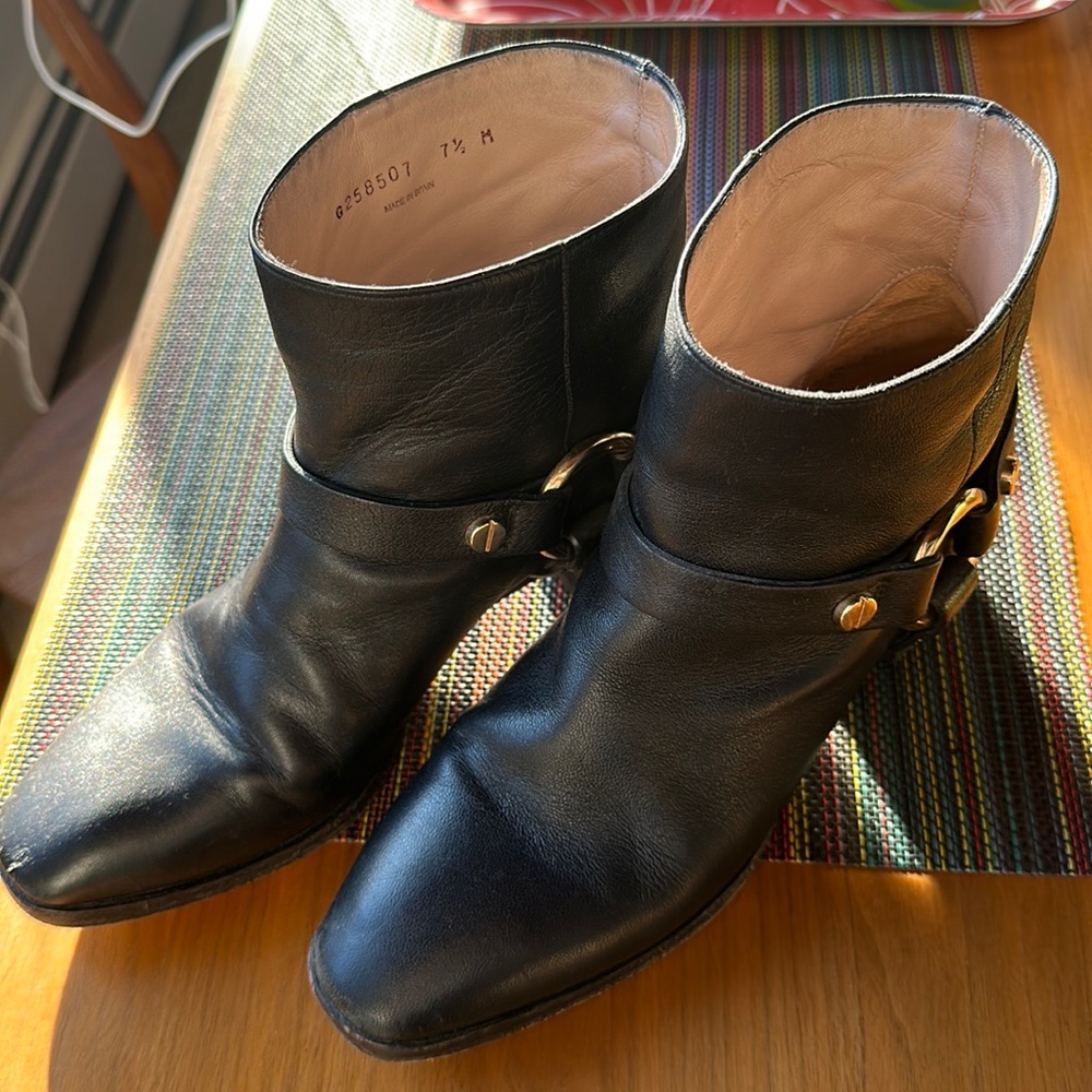Stuart Weitzman Ankle Booties Expert Harness in Black Leather